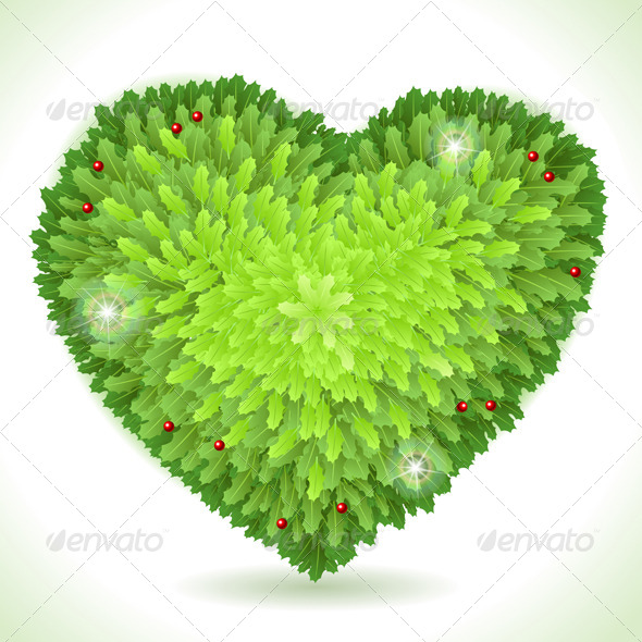Holly Leaves Heart Placeholder Isolated on White - Decorative Symbols Decorative