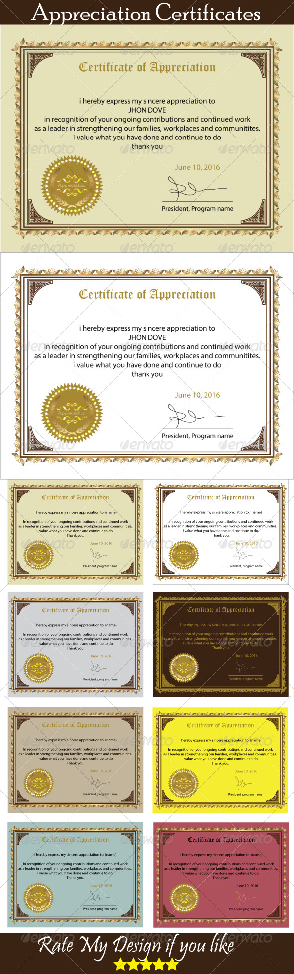Certificate of Appreciation - Certificates Stationery