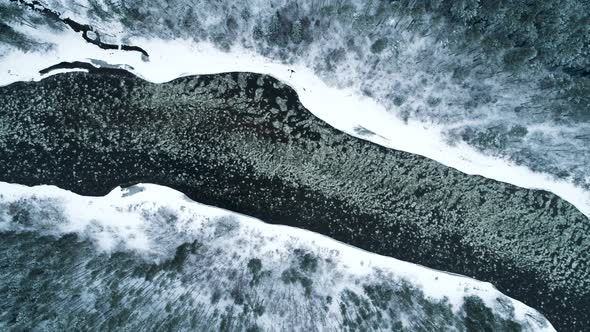 Ice Floes In Winter River From Above