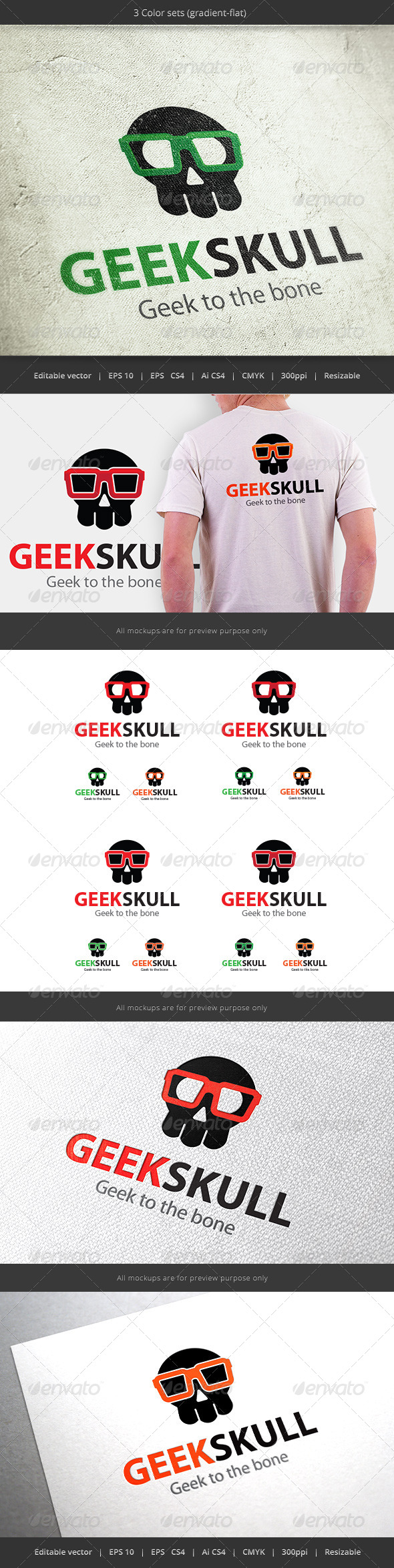 Geek Skull Logo - Humans Logo Templates