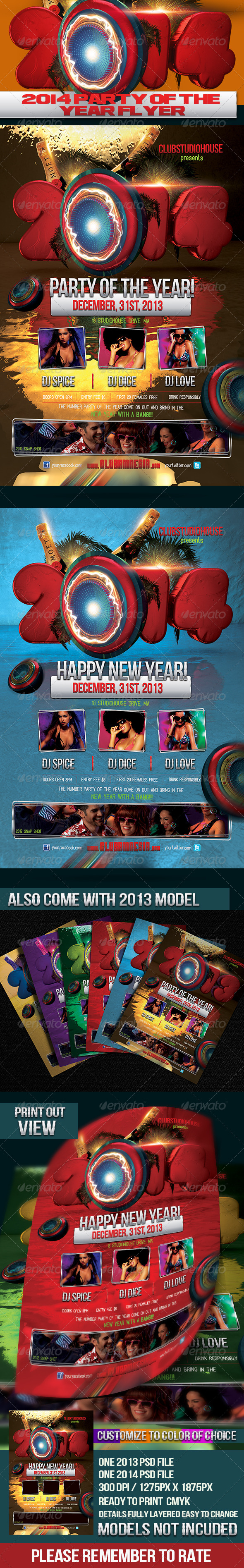 2014/2013 Party Of The Year Flyer Design - Holidays Events