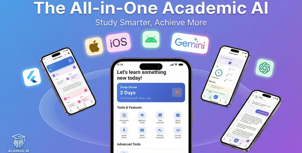 Academic AI | Intelligent Study Assistant Flutter App with Ads Support
