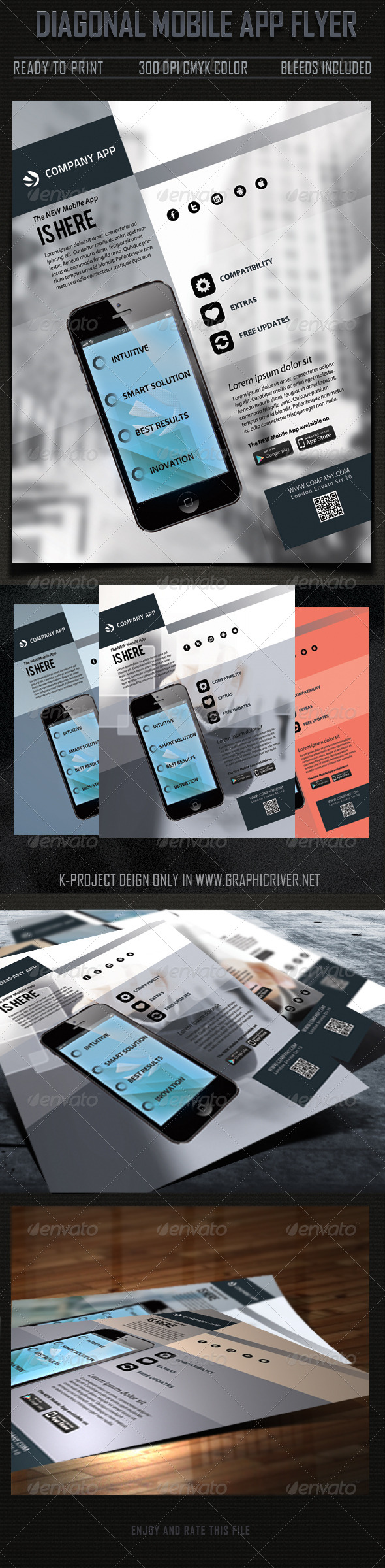 Diagonal Mobile App Flyer - Corporate Flyers