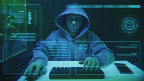 Cybercriminal Hacker Typing on Keyboard