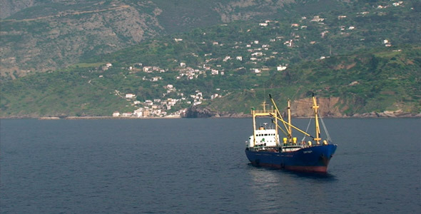 Cargo Ship in Landscape