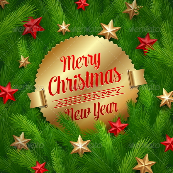 Golden Labels with Christmas Greetings - Christmas Seasons/Holidays