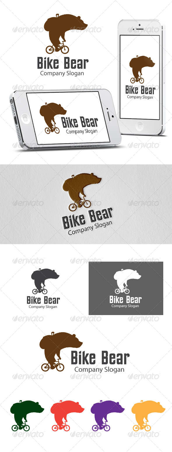 Bike Bear - Cool Logo Template - Animals Logo Templates