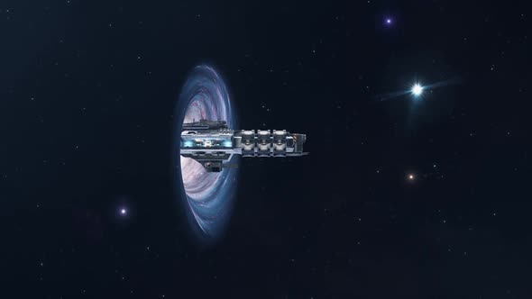 Large Spaceship Entering a Wormhole