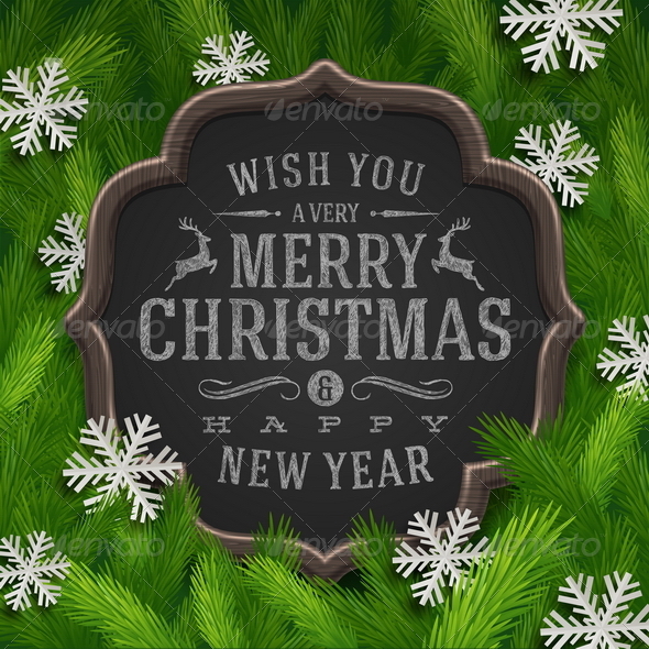 Chalkboard with Christmas Greeting - Christmas Seasons/Holidays