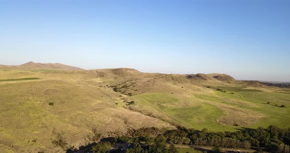 Remote Argentinian countryside, Sierra de la Ventana hills, aerial view alt