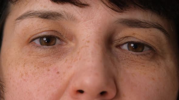 Front View of Middle Aged Eyes of Mature Woman