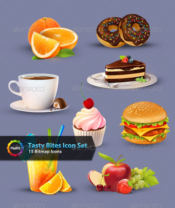 Tasty Bites Icon Set - Food Objects