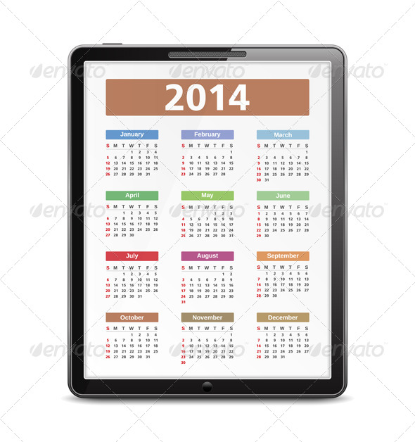 2014 Calendar - Objects Vectors