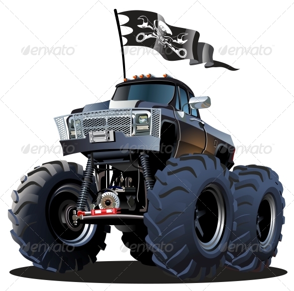 Cartoon Monster Truck - Man-made Objects Objects