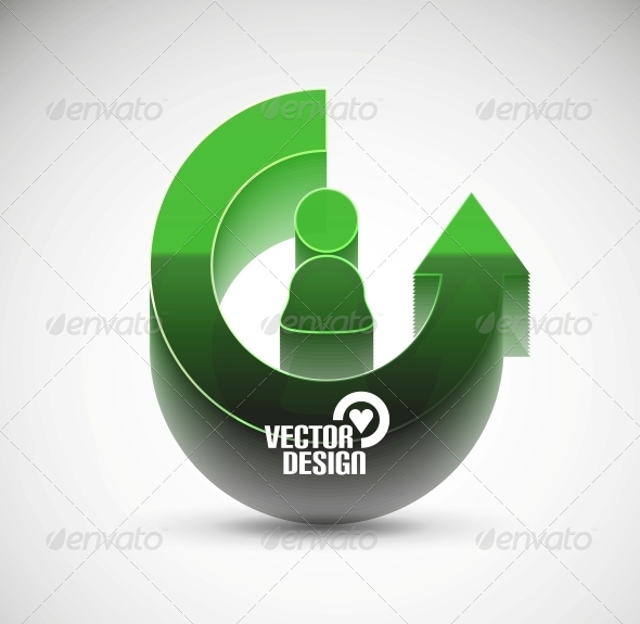 Vector 3D Glossy Arrow Circle Concept - Web Technology
