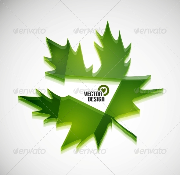 Vector 3D Green Glossy Leaf - Web Technology