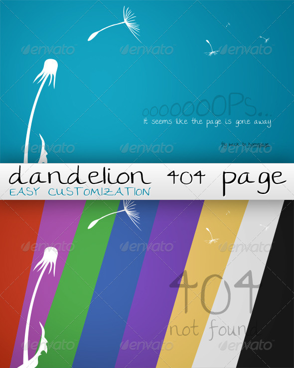 Dandelion 404 Customizable Page - 404 Pages Web Elements