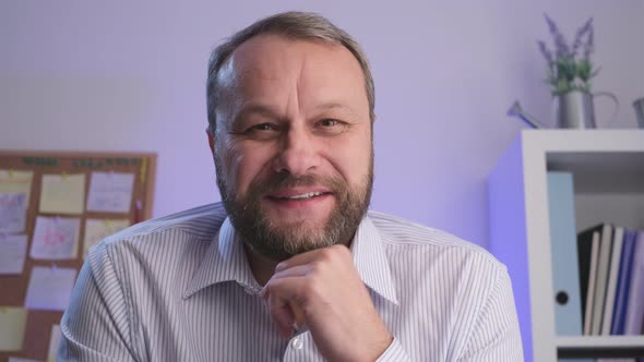 Middle aged man Make online call live video conference chat