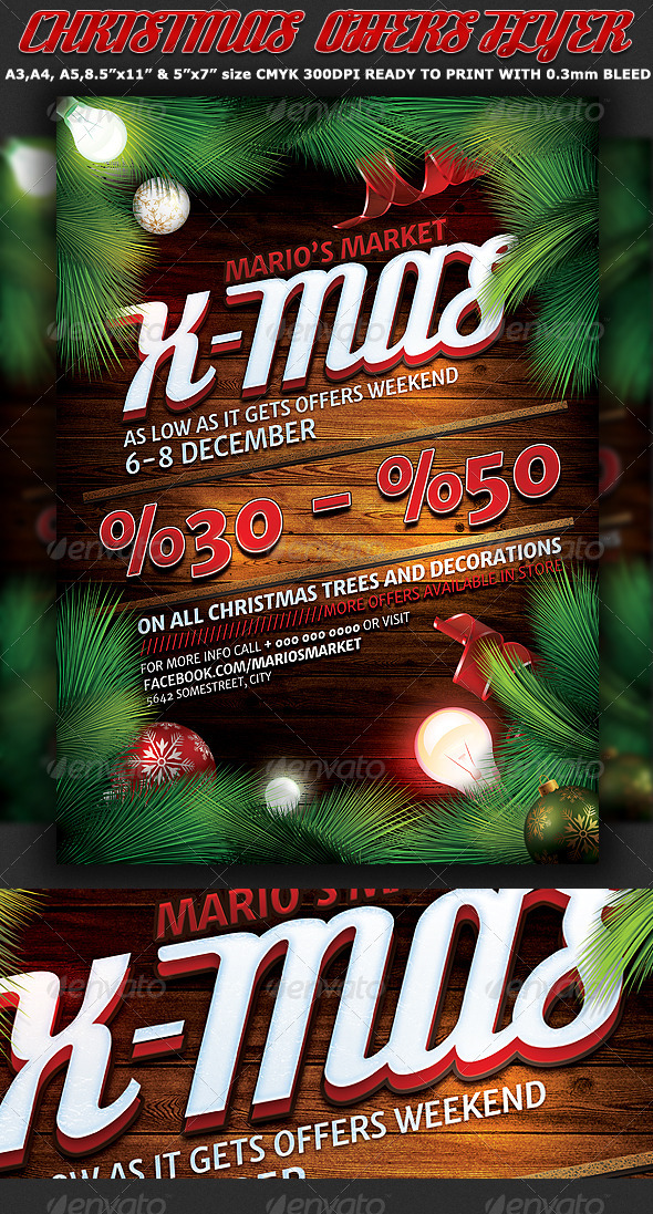 Christmas Offers Flyer-Poster Template - Holidays Events