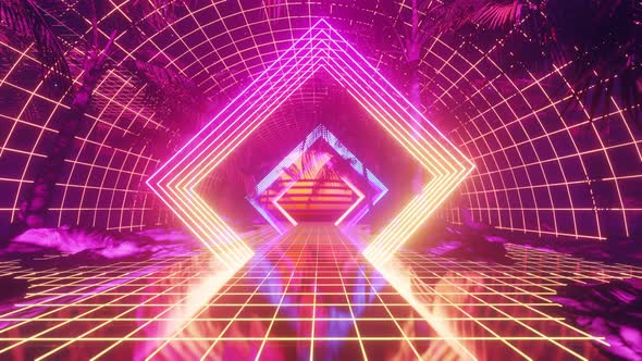 Retro Style Cyber In Palm Tree 03 4K alt