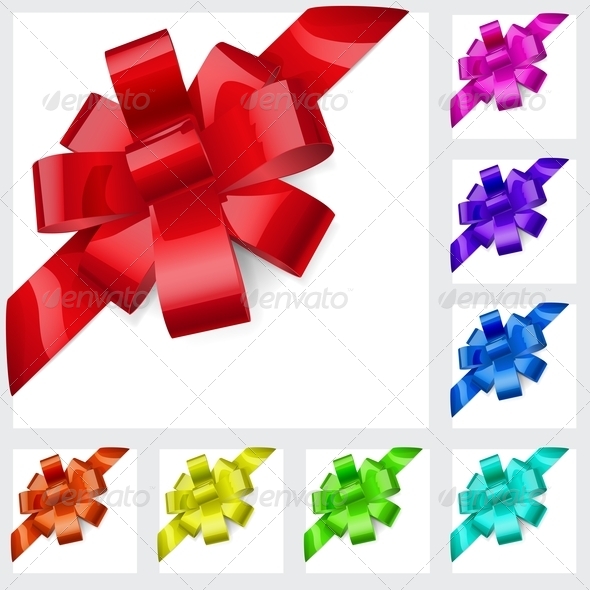 Multicolored Bows of Ribbons - Decorative Symbols Decorative
