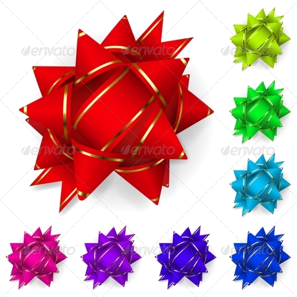 Set of Bows of Multicolored Ribbons - Decorative Symbols Decorative