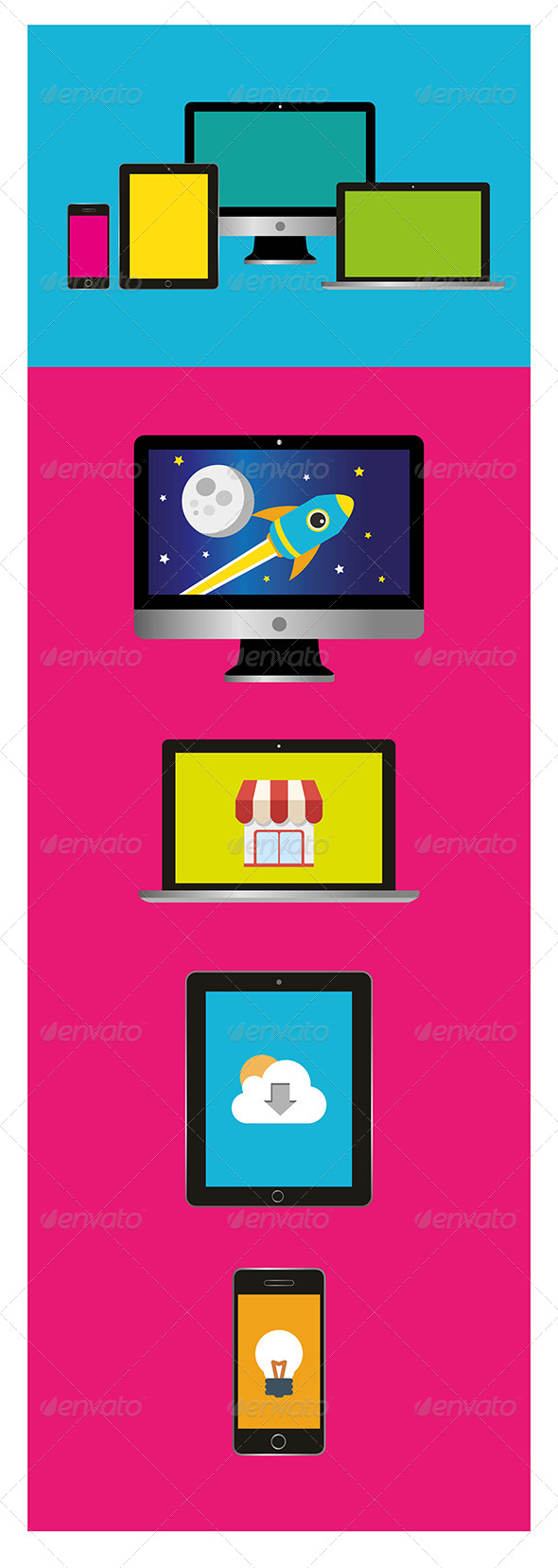 4 Flat Apple Devices - Computers Technology