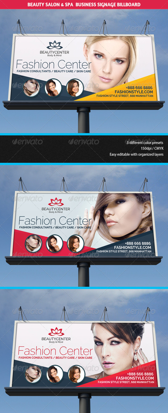 Beauty Center & Spa Business Billboard - Signage Print Templates