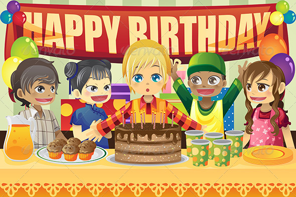 Kids Birthday Party - People Characters