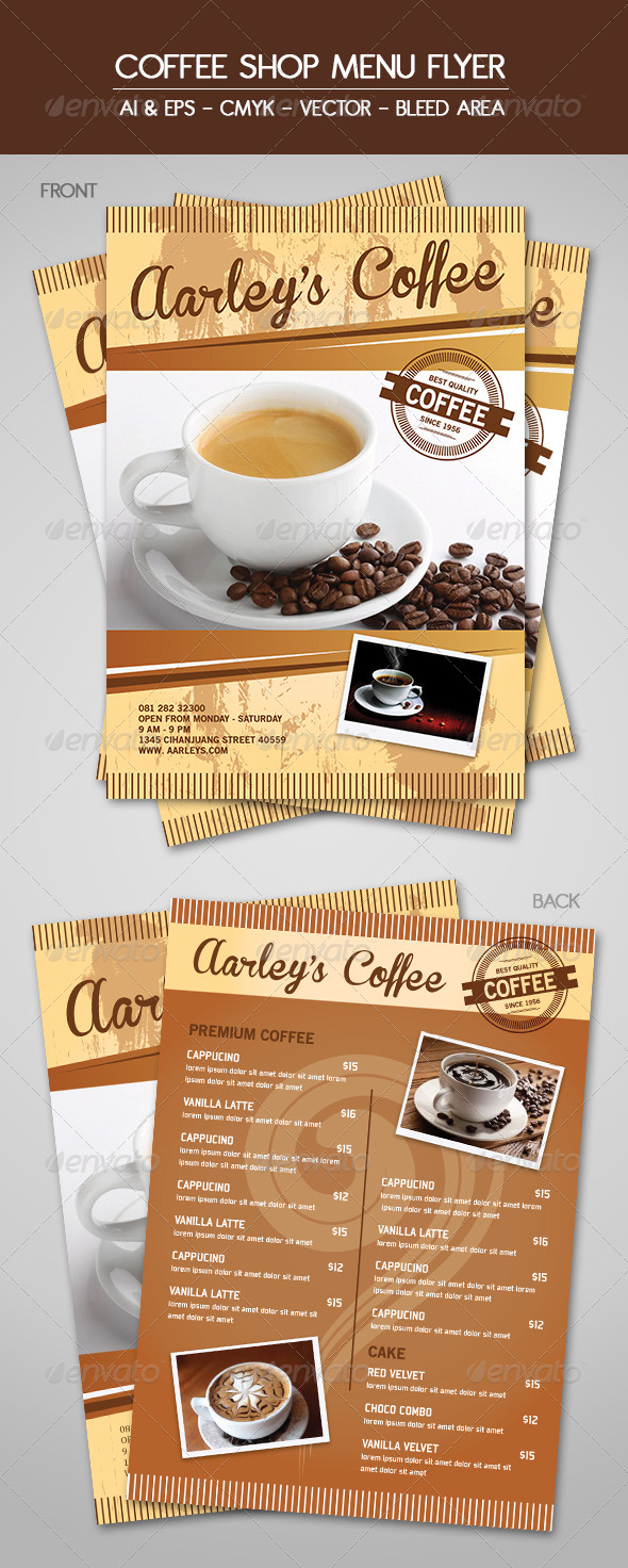 Coffee Menu Flyer - Food Menus Print Templates