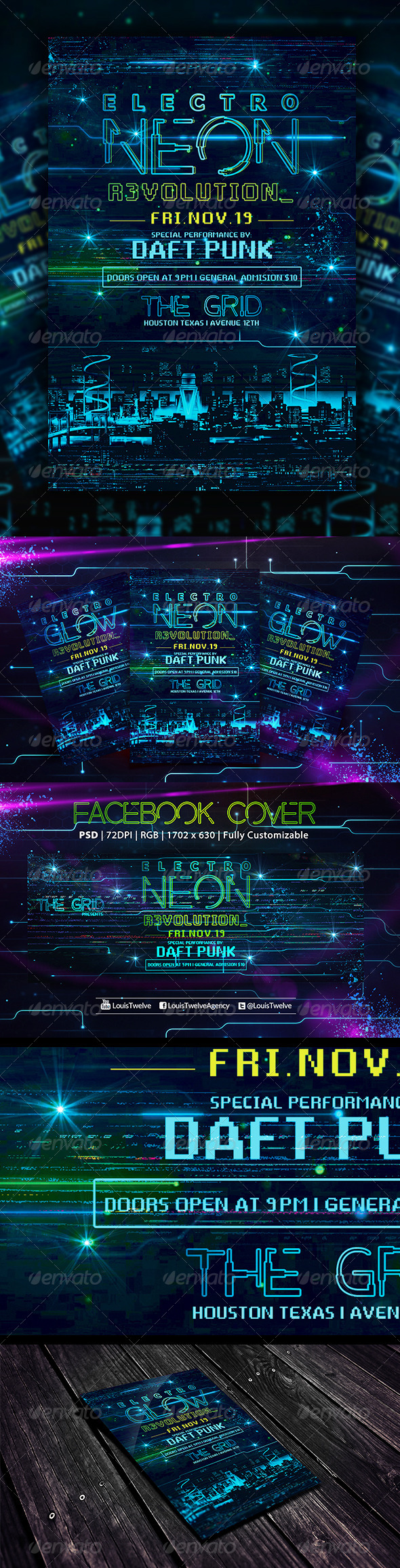 Electro Neon | Flyer + Fb Cover - Events Flyers
