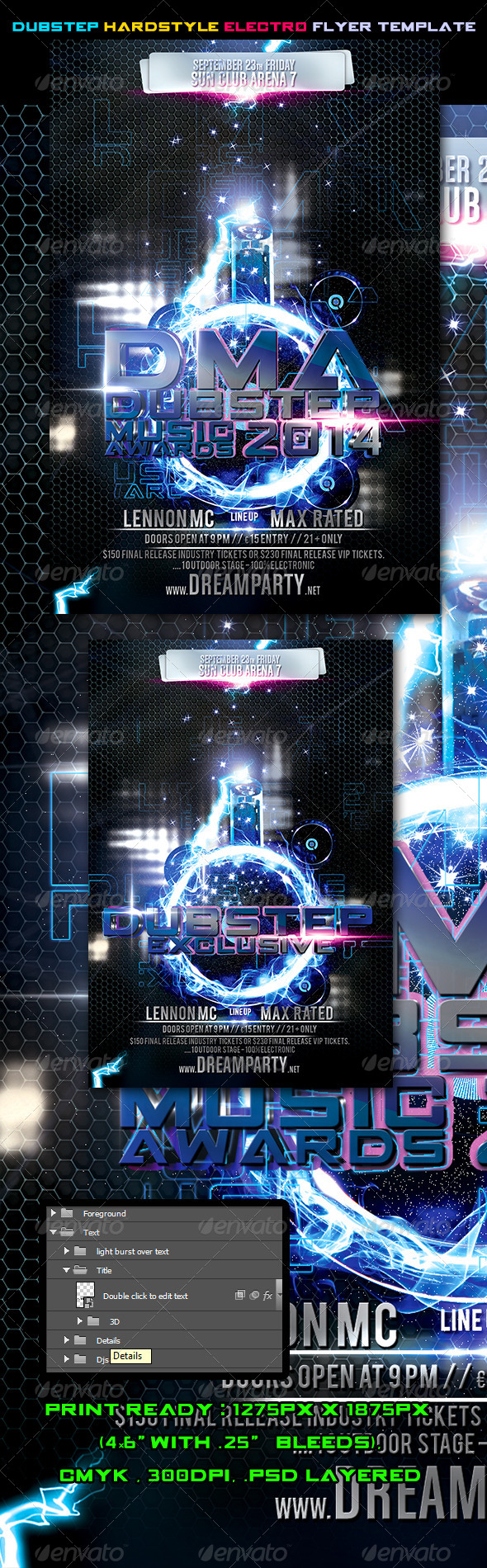 Dubstep Hardstyle Electro Flyer Template Vol.2 - Events Flyers
