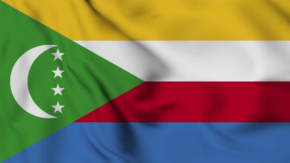 Comoros flag seamless closeup waving animation