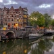 Sunset in Amsterdam and the Traffic of Cars and Boats - VideoHive Item for Sale