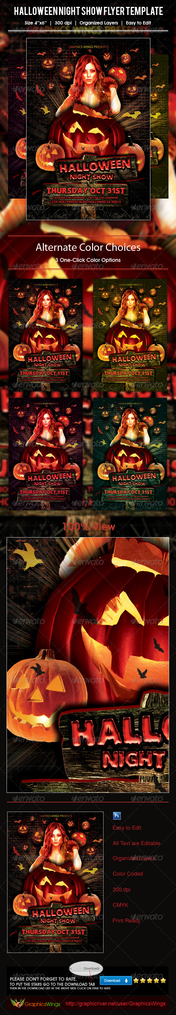 Halloween Night Show Flyer Template - Events Flyers