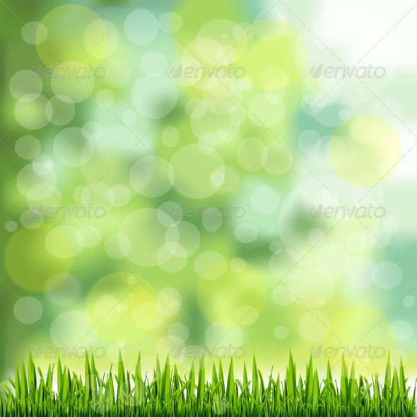 Grass Border on Natural Green Background - Backgrounds Decorative