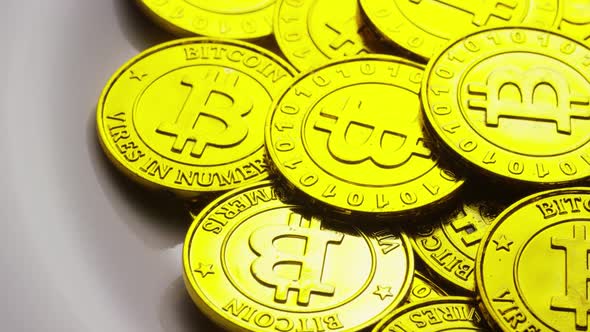 Rotating shot of Bitcoins alt