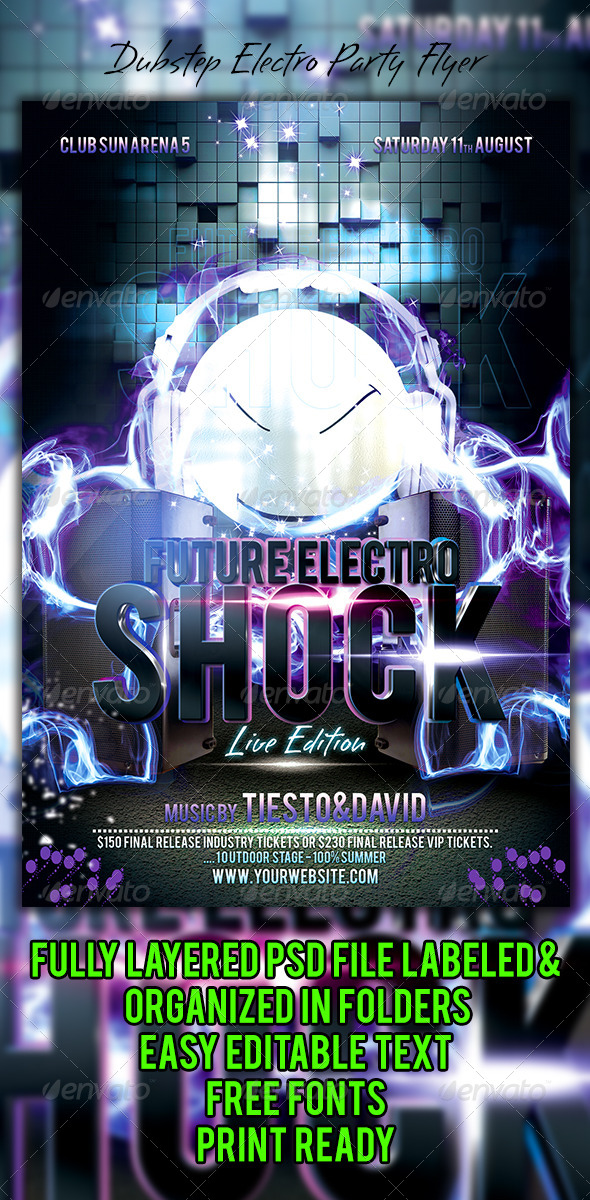 Dubstep Electro Party Flyer - Events Flyers