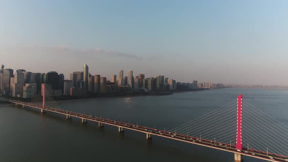 Panoramic  city skyline in hangzhou china alt