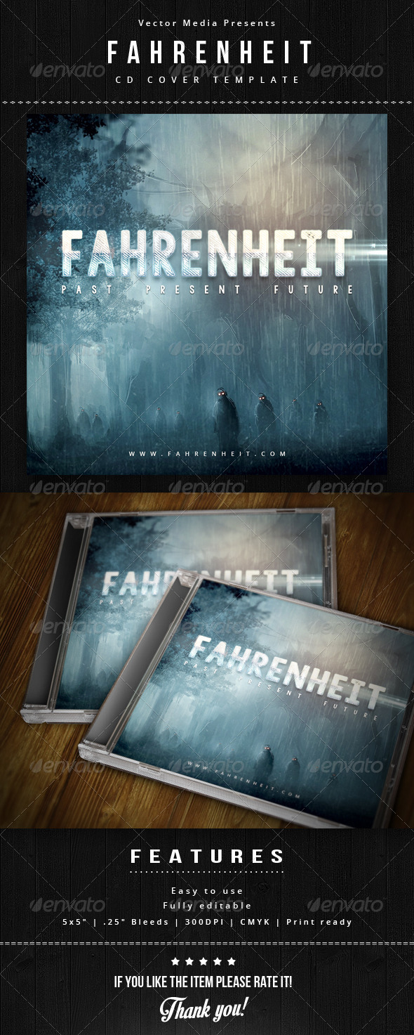 Fahrenheit - Cd Cover - CD & DVD Artwork Print Templates