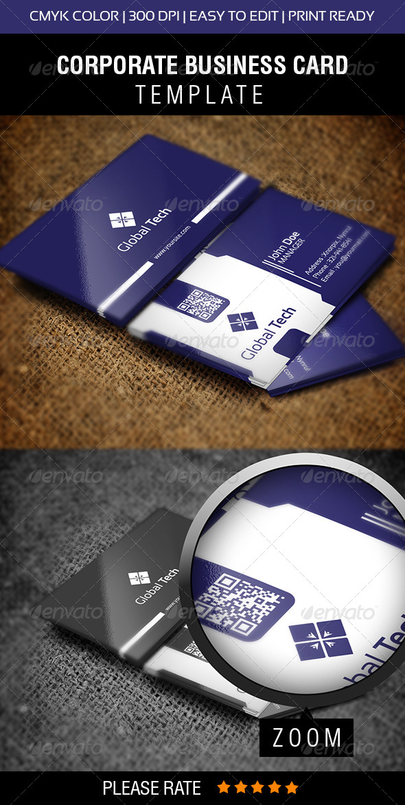 Global Tech Business Card - Corporate Business Cards
