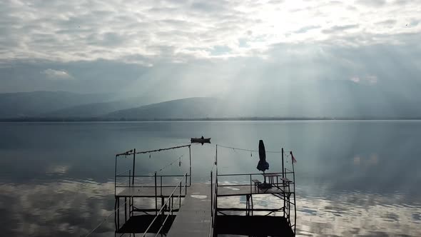 Turkey kocaeli aerial lake reflection light beam alt