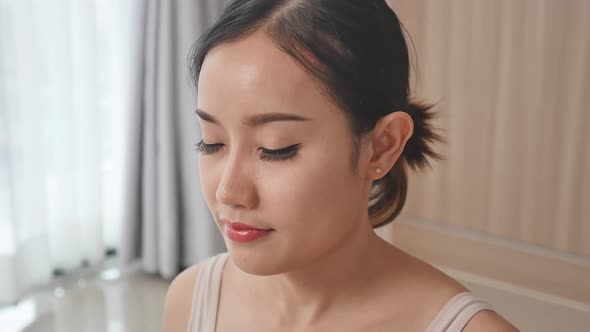 Woman meditates on the natural balance between body and mind development. alt