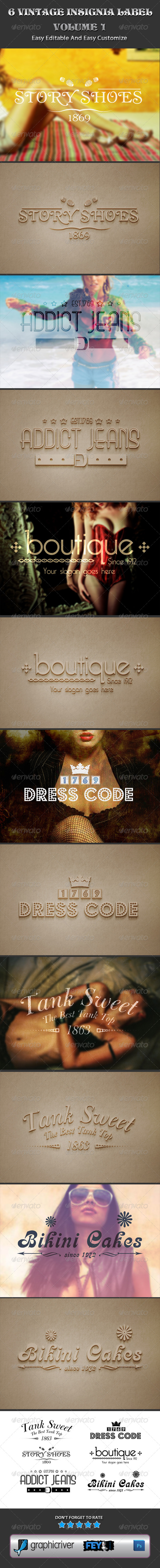 6 Vintage Insignia Label Vol.01 - Badges & Stickers Web Elements