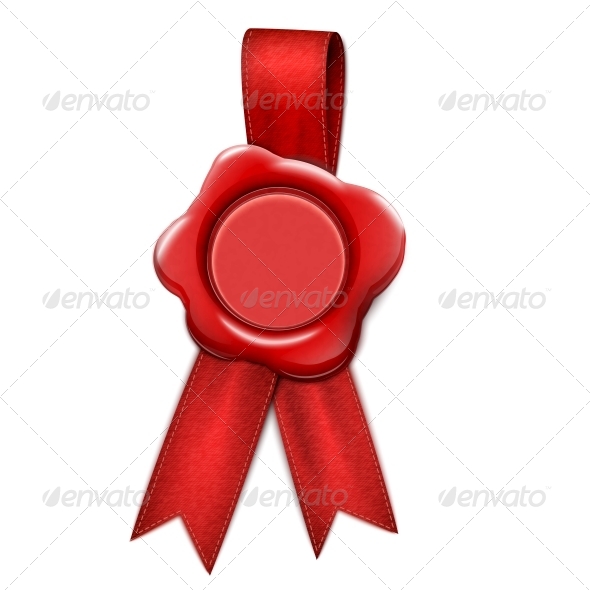 Realistic Wax Seal with Ribbons - Man-made Objects Objects