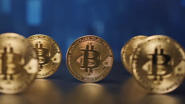 Cryptocurrency and digital money abstract on blue digital background alt