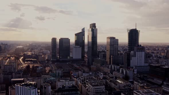 Panoramic Bird's Eye View of a Modern Metropolis with Glass Skyscrapers alt