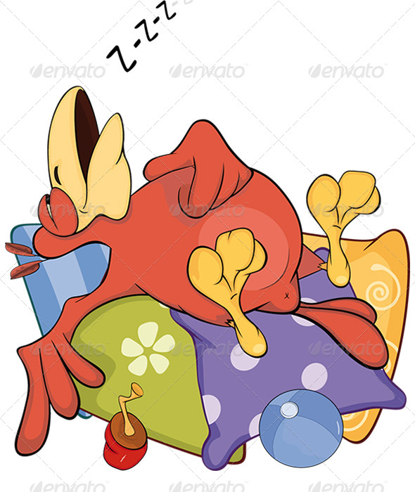Parrot on Pillows Cartoon - Animals Characters