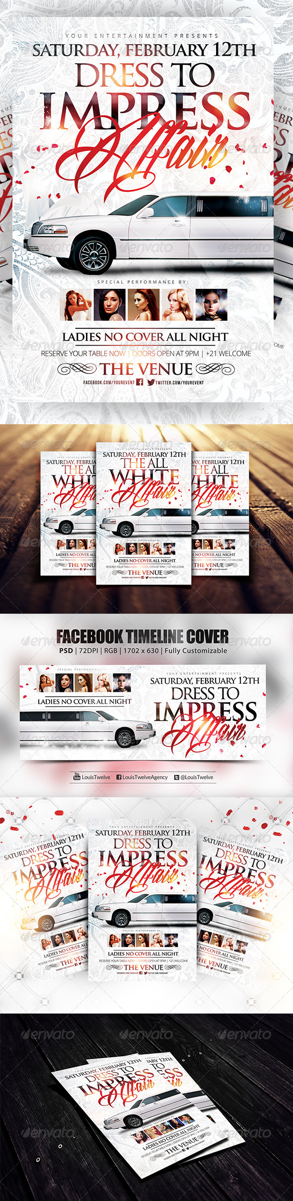 Dress to Impress White Affair | Flyer + FB Cover - Clubs & Parties Events