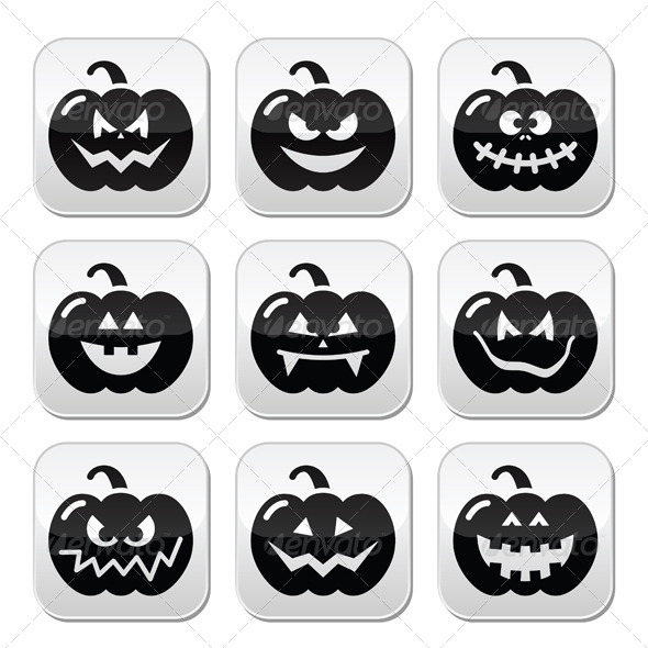 Halloween Pumkin Vector Buttons Set - Halloween Seasons/Holidays